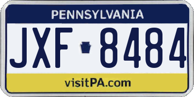 PA license plate JXF8484