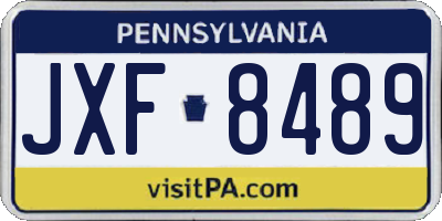 PA license plate JXF8489