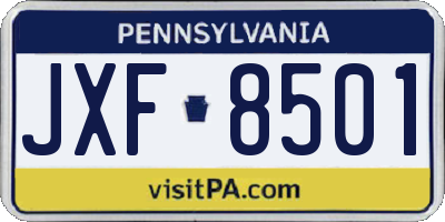 PA license plate JXF8501