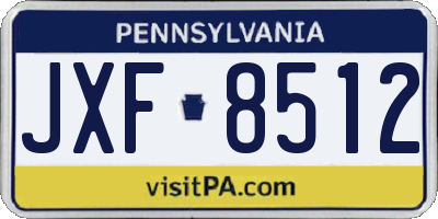 PA license plate JXF8512