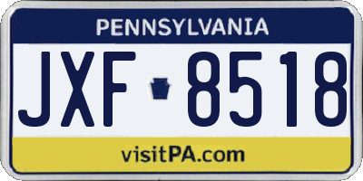 PA license plate JXF8518