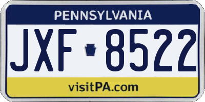 PA license plate JXF8522