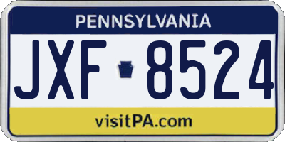 PA license plate JXF8524