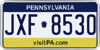 PA license plate JXF8530