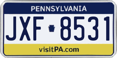 PA license plate JXF8531