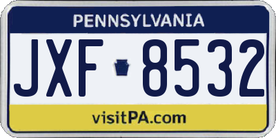 PA license plate JXF8532