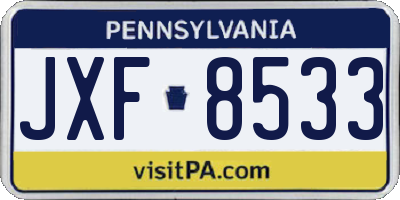 PA license plate JXF8533