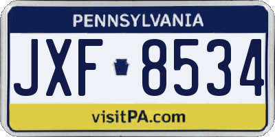 PA license plate JXF8534