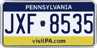 PA license plate JXF8535