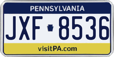 PA license plate JXF8536