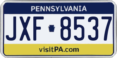 PA license plate JXF8537