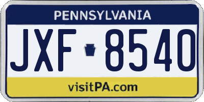 PA license plate JXF8540