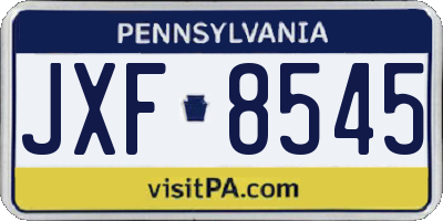 PA license plate JXF8545