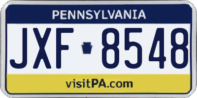 PA license plate JXF8548