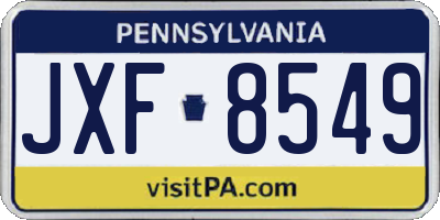 PA license plate JXF8549