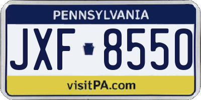 PA license plate JXF8550