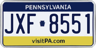 PA license plate JXF8551