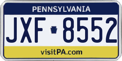 PA license plate JXF8552