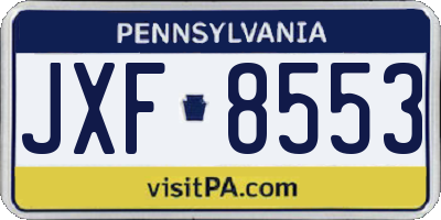 PA license plate JXF8553