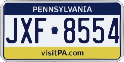PA license plate JXF8554