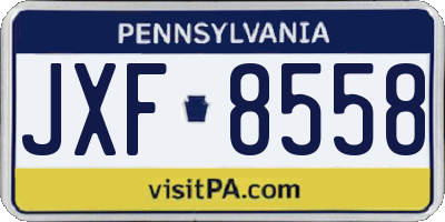 PA license plate JXF8558
