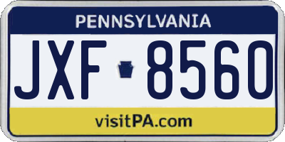 PA license plate JXF8560