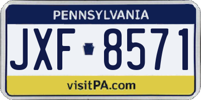 PA license plate JXF8571
