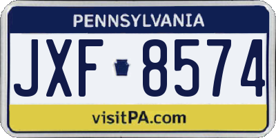 PA license plate JXF8574