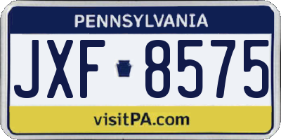 PA license plate JXF8575
