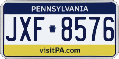 PA license plate JXF8576