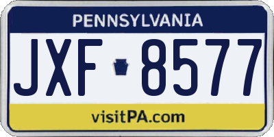 PA license plate JXF8577