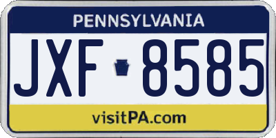 PA license plate JXF8585