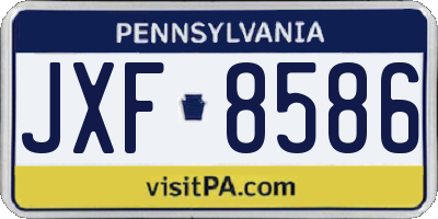 PA license plate JXF8586