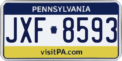 PA license plate JXF8593