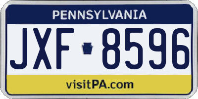 PA license plate JXF8596