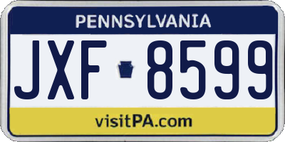PA license plate JXF8599