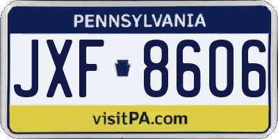 PA license plate JXF8606