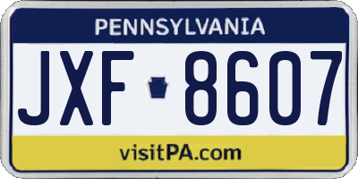 PA license plate JXF8607
