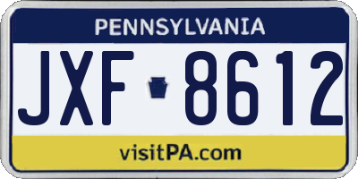 PA license plate JXF8612
