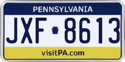 PA license plate JXF8613