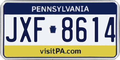 PA license plate JXF8614