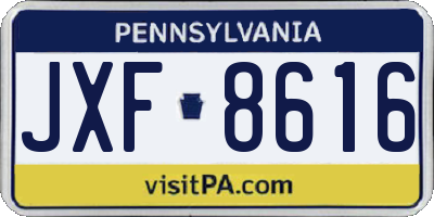 PA license plate JXF8616