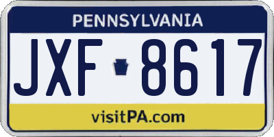 PA license plate JXF8617