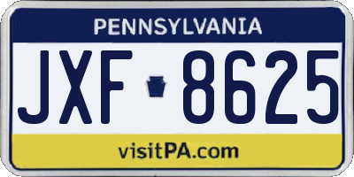PA license plate JXF8625