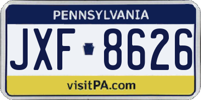 PA license plate JXF8626