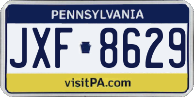 PA license plate JXF8629