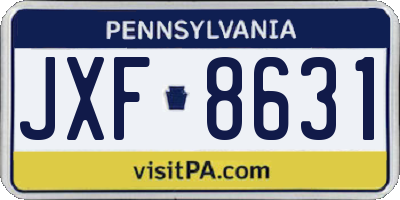 PA license plate JXF8631