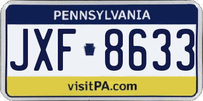 PA license plate JXF8633