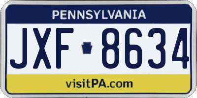 PA license plate JXF8634