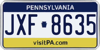 PA license plate JXF8635